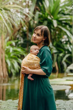 Ring Sling, Jacquard Weave (100% bamboo viscose), with gathered shoulder - WILD SOUL - AURUM - standard 1.8m - Woven Baby    ring_slings    #