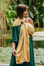 Ring Sling, Jacquard Weave (100% bamboo viscose), with gathered shoulder - WILD SOUL - AURUM - standard 1.8m - Woven Baby    ring_slings    #