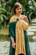 Ring Sling, Jacquard Weave (100% bamboo viscose), with gathered shoulder - WILD SOUL - AURUM - standard 1.8m - Woven Baby    ring_slings    #