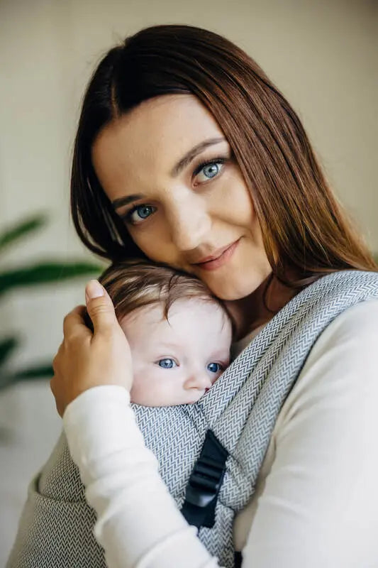 My First Carrier - LennyLight, herringbone weave 100% cotton - LITTLE HERRINGBONE GREY - Woven Baby Size - Standard   lenny_light    #