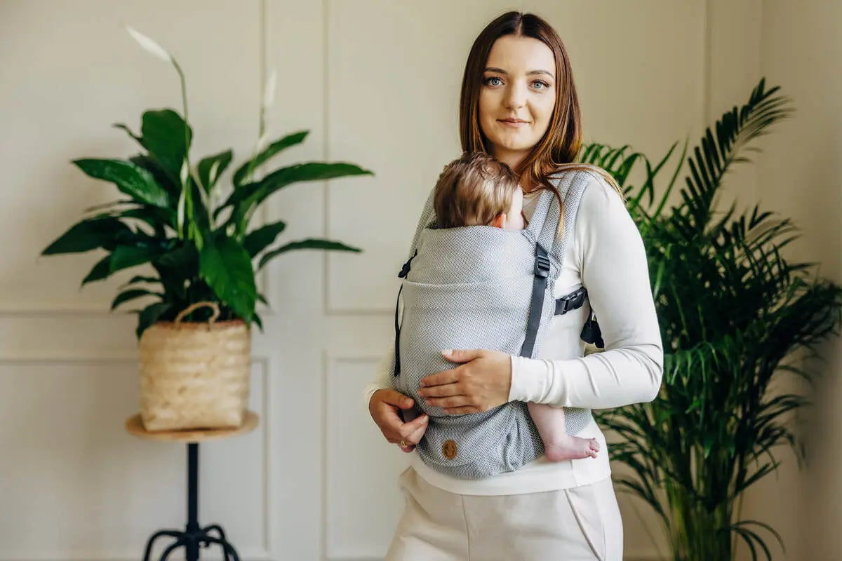 My First Carrier - LennyLight, herringbone weave 100% cotton - LITTLE HERRINGBONE GREY - Woven Baby Size - Standard   lenny_light    #