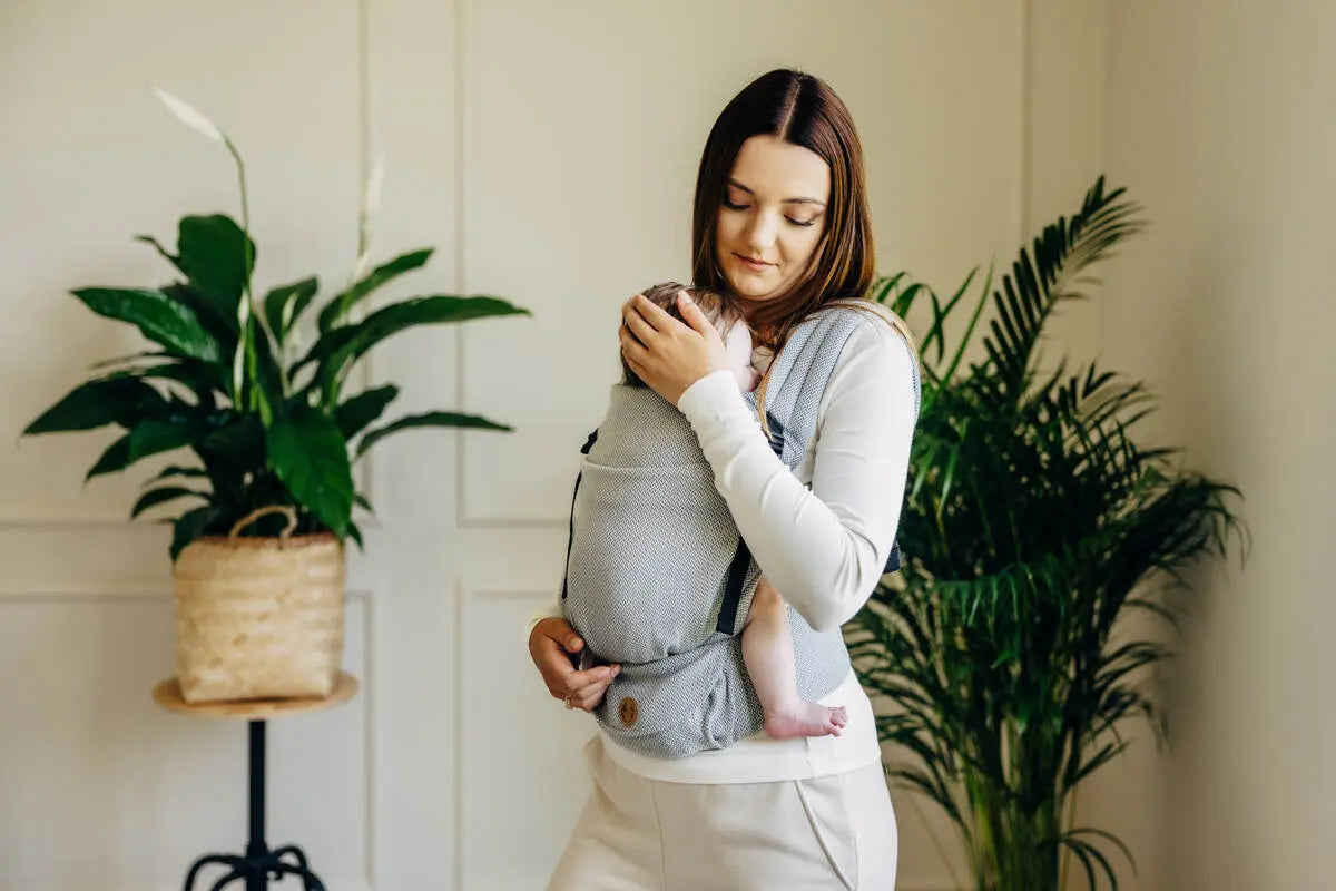My First Carrier - LennyLight, herringbone weave 100% cotton - LITTLE HERRINGBONE GREY - Woven Baby Size - Standard   lenny_light    #