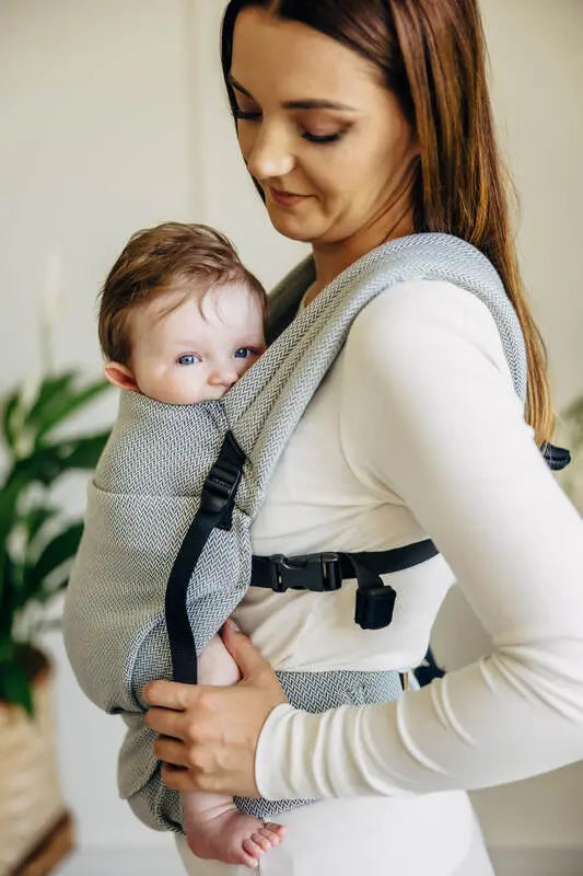 My First Carrier - LennyLight, herringbone weave 100% cotton - LITTLE HERRINGBONE GREY - Woven Baby Standard   lenny_light    #