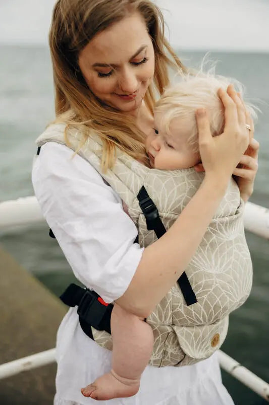 LennyLight Carrier, jacquard weave, 100% linen - LOTUS - NATURAL - Woven Baby Standard   lenny_light    #