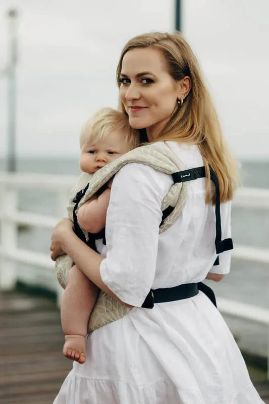 LennyLight Carrier, jacquard weave, 100% linen - LOTUS - NATURAL - Woven Baby Standard   lenny_light    #