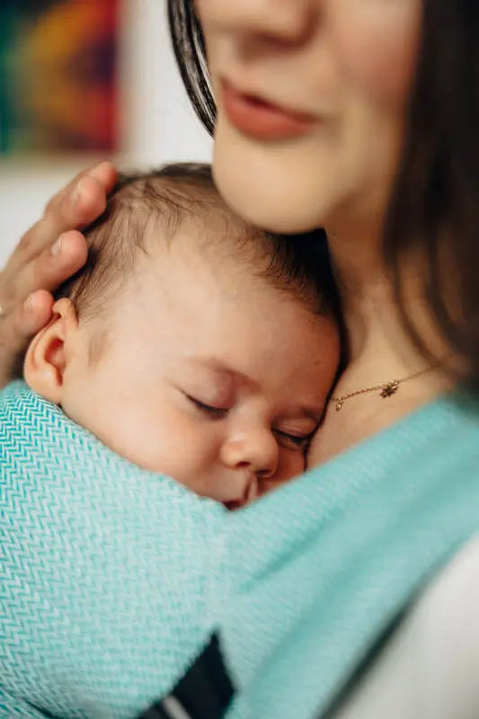 LennyLight Carrier, herringbone weave 100% cotton - LITTLE HERRINGBONE OMBRE GREEN - Woven Baby Standard   lenny_light    #