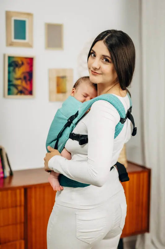 LennyLight Carrier, herringbone weave 100% cotton - LITTLE HERRINGBONE OMBRE GREEN - Woven Baby Standard   lenny_light    #