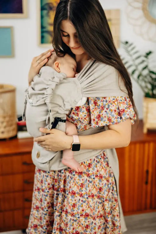 LennyHybrid Half Buckle Carrier, broken - twill weave 100% cotton - PEANUT BUTTER - Woven Baby Size - Standard   lenny_hybrid    #