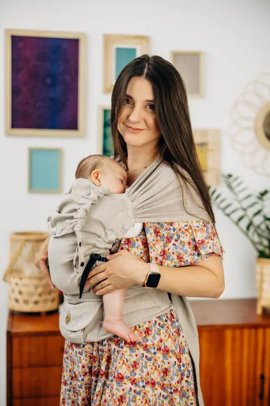 LennyHybrid Half Buckle Carrier, broken - twill weave 100% cotton - PEANUT BUTTER - Woven Baby Size - Standard   lenny_hybrid    #