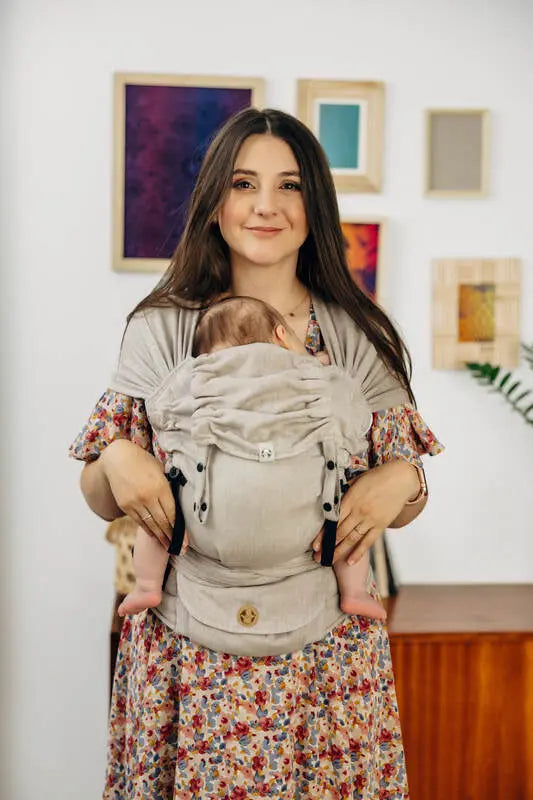 LennyHybrid Half Buckle Carrier, broken - twill weave 100% cotton - PEANUT BUTTER - Woven Baby Size - Standard   lenny_hybrid    #