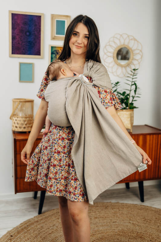 Ring Sling, Broken twill Weave (100% cotton), with gathered shoulder - PEANUT BUTTER - standard 1.8m (grade B)