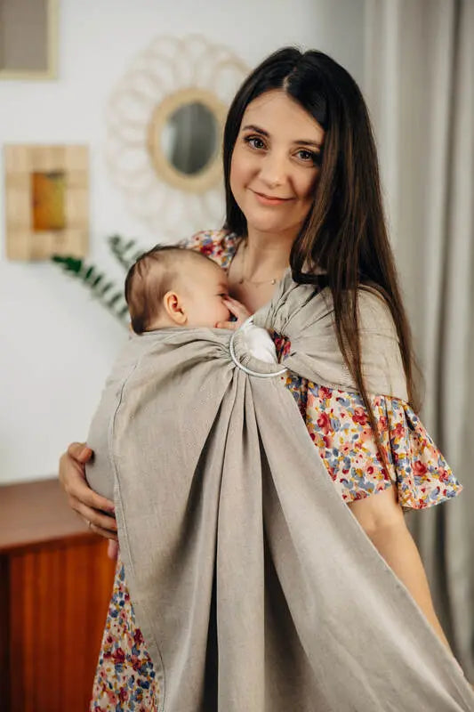 Ring Sling, Broken twill Weave (100% cotton), with gathered shoulder - PEANUT BUTTER - standard 1.8m (grade B) - Woven Baby Title - Default Title   ring_slings    #