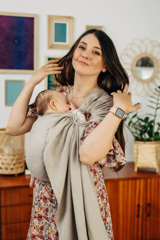 Ring Sling, Broken twill Weave (100% cotton), with gathered shoulder - PEANUT BUTTER - standard 1.8m - Woven Baby Title - Default Title   ring_slings    #