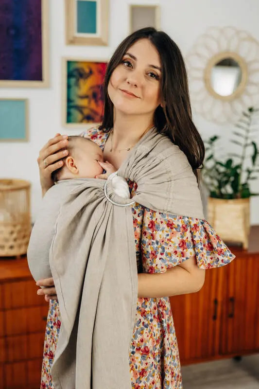 Ring Sling, Broken twill Weave (100% cotton), with gathered shoulder - PEANUT BUTTER - standard 1.8m - Woven Baby Title - Default Title   ring_slings    #