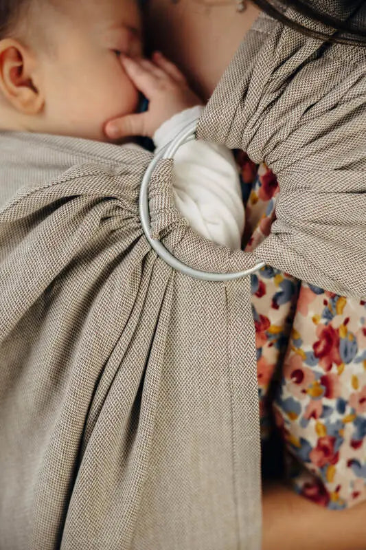 Ring Sling, Broken twill Weave (100% cotton), with gathered shoulder - PEANUT BUTTER - standard 1.8m - Woven Baby Title - Default Title   ring_slings    #