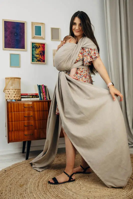 Baby Sling, Broken Twill Weave, (100% cotton) - PEANUT BUTTER - Woven Baby M - 6   long_woven_wraps    #