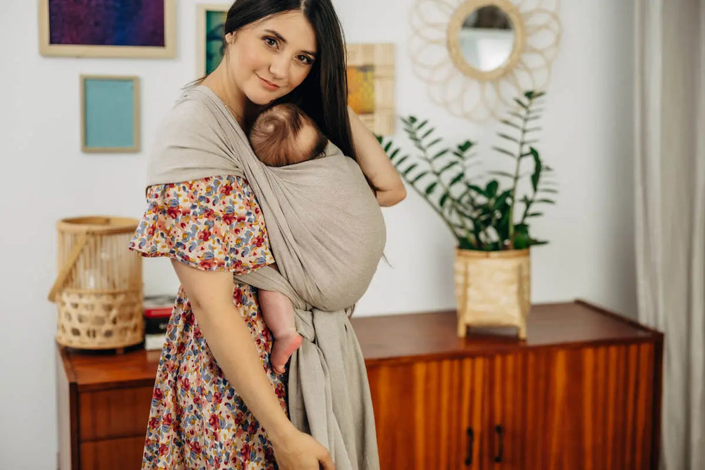 Baby Sling, Broken Twill Weave, (100% cotton) - PEANUT BUTTER - Woven Baby XS - 4   long_woven_wraps    #