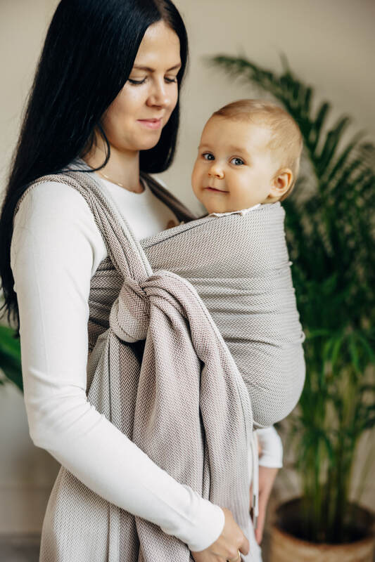 Baby Sling, Herringbone Weave (100% cotton) - LITTLE HERRINGBONE ALMOND