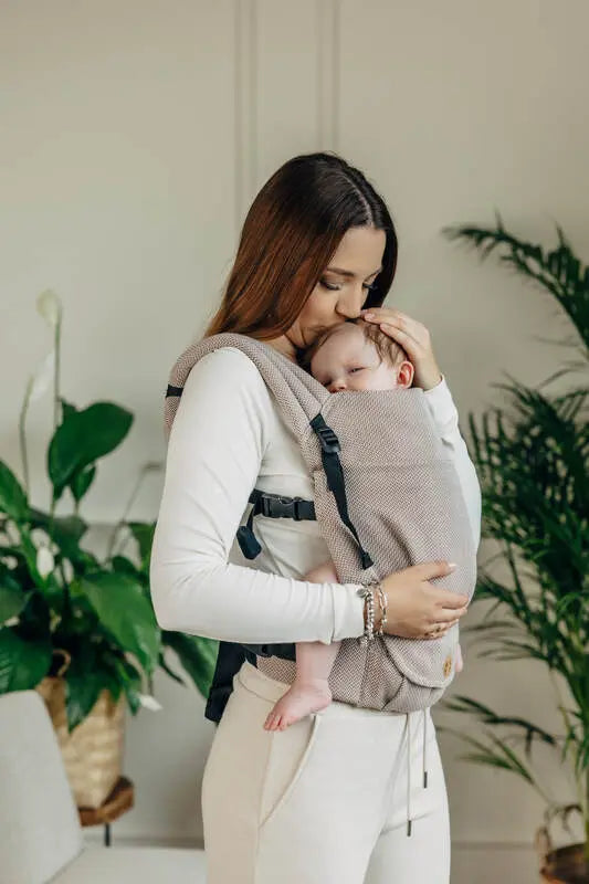 My First Baby Carrier - LennyLight, herringbone weave 100% cotton - LITTLE HERRINGBONE ALMOND - Woven Baby Standard   lenny_light    #