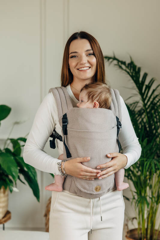 My First Baby Carrier - LennyLight, herringbone weave 100% cotton - LITTLE HERRINGBONE ALMOND