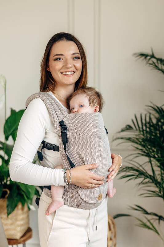 My First Baby Carrier - LennyLight, herringbone weave 100% cotton - LITTLE HERRINGBONE ALMOND (grade B) - Woven Baby Standard   lenny_light    #