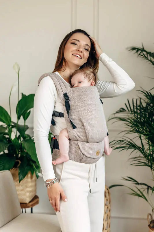 My First Baby Carrier - LennyLight, herringbone weave 100% cotton - LITTLE HERRINGBONE ALMOND - Woven Baby Standard   lenny_light    #