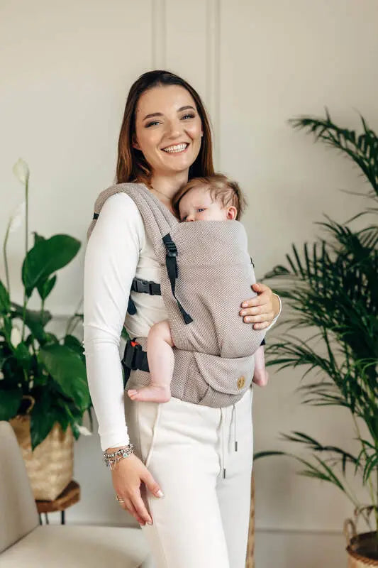 My First Baby Carrier - LennyLight, herringbone weave 100% cotton - LITTLE HERRINGBONE ALMOND - Woven Baby Standard   lenny_light    #