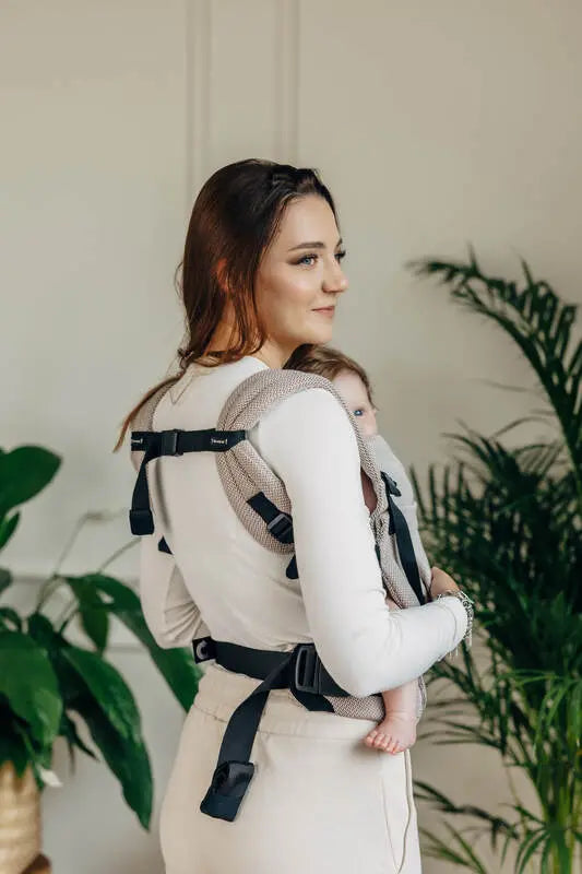 My First Baby Carrier - LennyLight, herringbone weave 100% cotton - LITTLE HERRINGBONE ALMOND - Woven Baby Standard   lenny_light    #