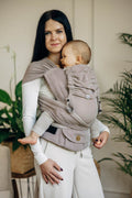 My First Baby Carrier - LennyHybrid Half Buckle, herringbone weave 100% cotton - LITTLE HERRINGBONE ALMOND