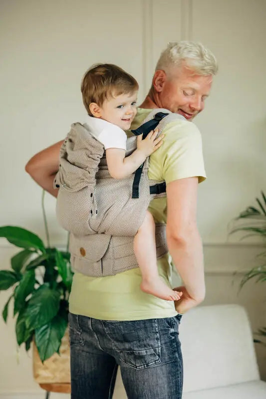 LennyPreschool Carrier, herringbone weave 100% cotton - LITTLE HERRINGBONE ALMOND - Woven Baby Size - Preschool   lenny_preschool    #
