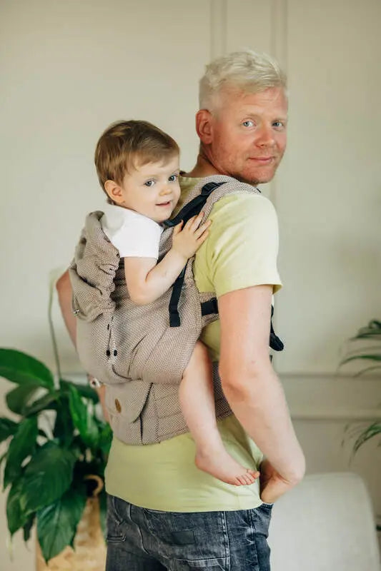 LennyPreschool Carrier, herringbone weave 100% cotton - LITTLE HERRINGBONE ALMOND - Woven Baby Size - Preschool   lenny_preschool    #