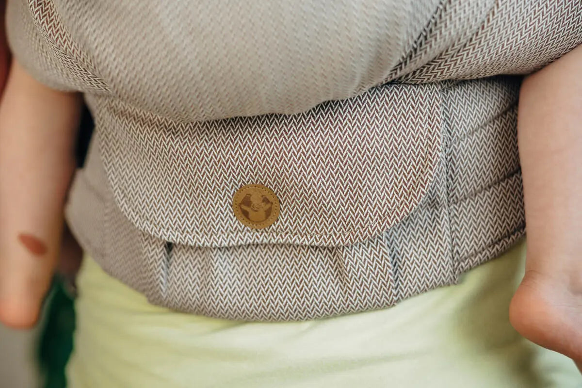 LennyPreschool Carrier, herringbone weave 100% cotton - LITTLE HERRINGBONE ALMOND - Woven Baby Size - Preschool   lenny_preschool    #