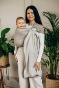 Ring Sling, Herringbone Weave (100% cotton) - with gathered shoulder - LITTLE HERRINGBONE ALMOND - standard 1.8m