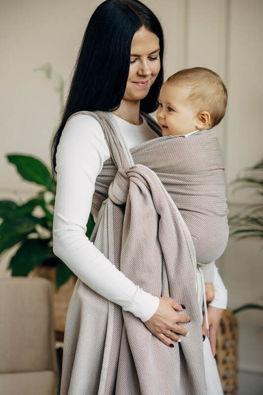 Baby Sling, Herringbone Weave (100% cotton) - LITTLE HERRINGBONE ALMOND