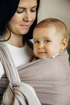 Baby Sling, Herringbone Weave (100% cotton) - LITTLE HERRINGBONE ALMOND - Woven Baby XS - 4   long_woven_wraps    #