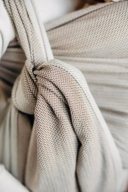 Baby Sling, Herringbone Weave (100% cotton) - LITTLE HERRINGBONE ALMOND (grade B) - Woven Baby Size - M   long_woven_wraps    #