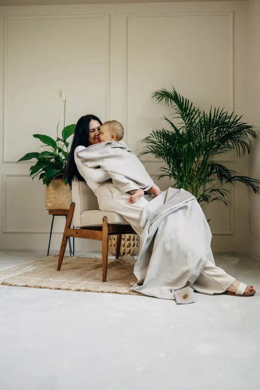 Baby Sling, Herringbone Weave (100% cotton) - LITTLE HERRINGBONE ALMOND (grade B) - Woven Baby M - 6   long_woven_wraps    #