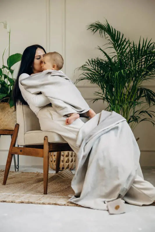Baby Sling, Herringbone Weave (100% cotton) - LITTLE HERRINGBONE ALMOND - Woven Baby XS - 4   long_woven_wraps    #