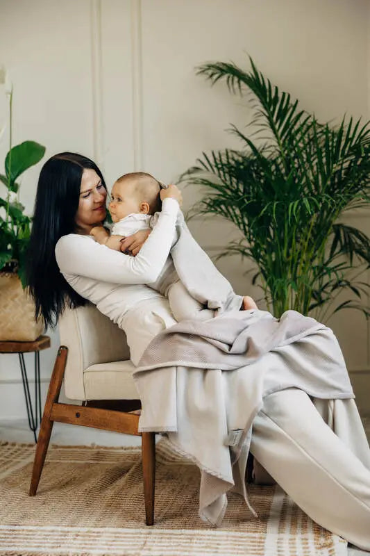 Baby Sling, Herringbone Weave (100% cotton) - LITTLE HERRINGBONE ALMOND (grade B) - Woven Baby M - 6   long_woven_wraps    #