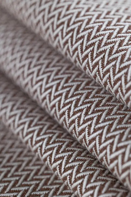 Ring Sling, Herringbone Weave (100% cotton) - with gathered shoulder - LITTLE HERRINGBONE ALMOND - standard 1.8m - Woven Baby    ring_slings    #