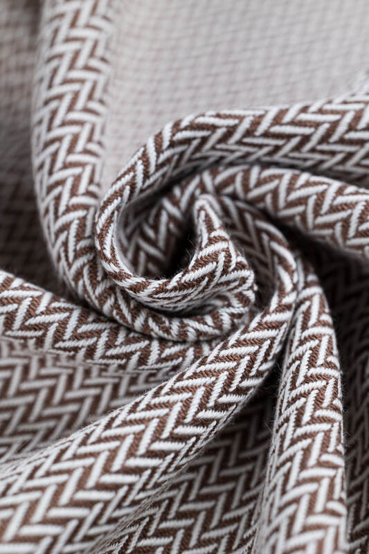 Ring Sling, Herringbone Weave (100% cotton) - with gathered shoulder - LITTLE HERRINGBONE ALMOND - standard 1.8m (grade B) - Woven Baby Default Title   ring_slings    #
