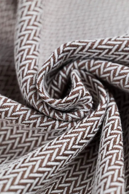 Baby Sling, Herringbone Weave (100% cotton) - LITTLE HERRINGBONE ALMOND - Woven Baby XS - 4   long_woven_wraps    #