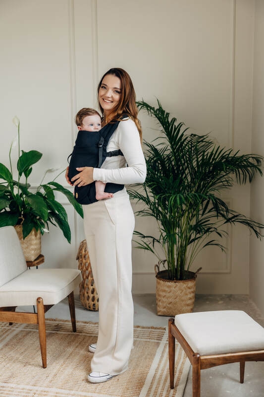 My First Baby Carrier - LennyLight, herringbone weave 100% cotton - LITTLE HERRINGBONE EBONY BLACK (grade B) - Woven Baby Standard   lenny_light    #
