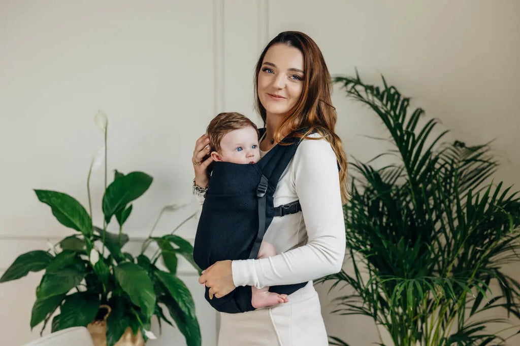My First Baby Carrier - LennyLight, herringbone weave 100% cotton - LITTLE HERRINGBONE EBONY BLACK - Woven Baby Standard   lenny_light    #