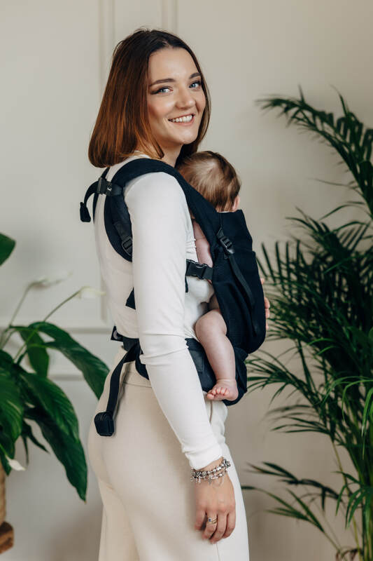 My First Baby Carrier - LennyLight, herringbone weave 100% cotton - LITTLE HERRINGBONE EBONY BLACK (grade B) - Woven Baby Standard   lenny_light    #