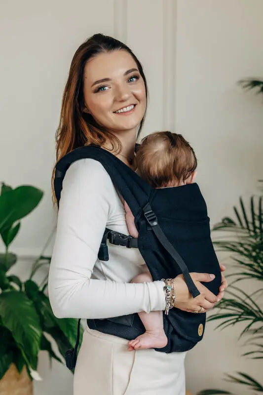 My First Baby Carrier - LennyLight, herringbone weave 100% cotton - LITTLE HERRINGBONE EBONY BLACK - Woven Baby Standard   lenny_light    #