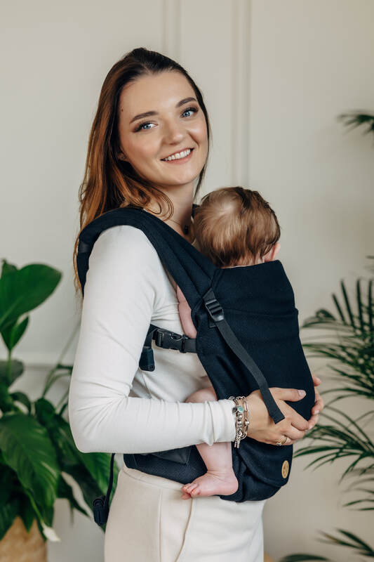 My First Baby Carrier - LennyLight, herringbone weave 100% cotton - LITTLE HERRINGBONE EBONY BLACK (grade B) - Woven Baby Standard   lenny_light    #