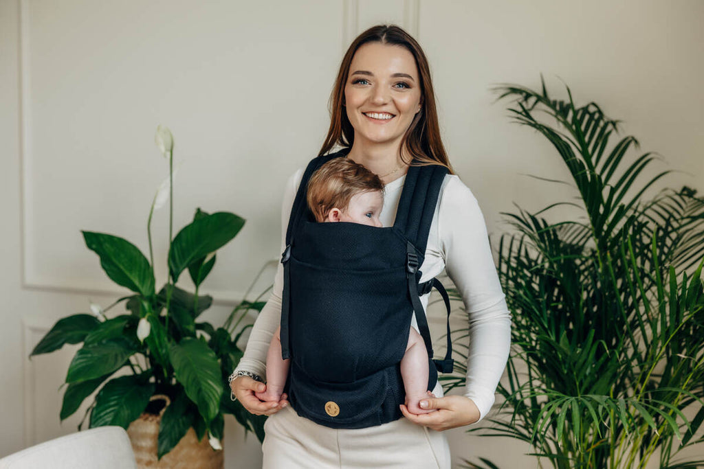 My First Baby Carrier - LennyLight, herringbone weave 100% cotton - LITTLE HERRINGBONE EBONY BLACK (grade B) - Woven Baby Standard   lenny_light    #