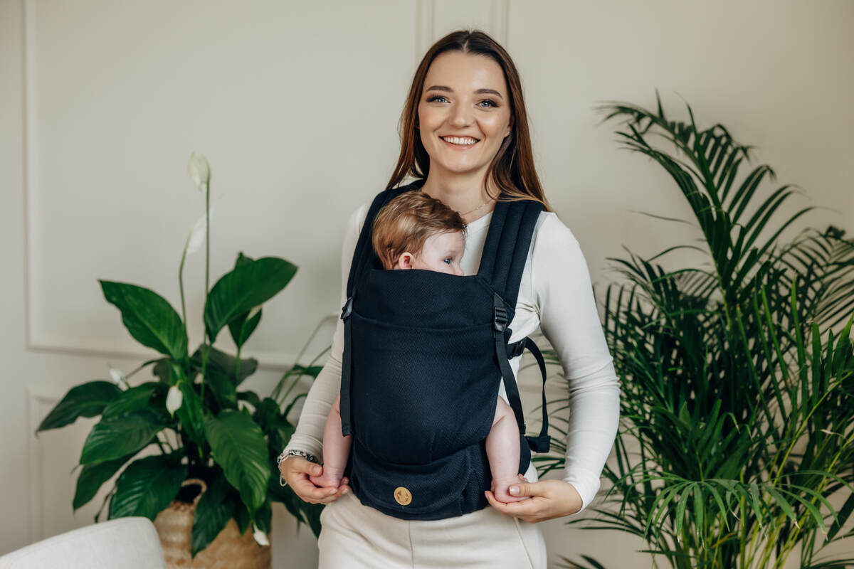 My First Baby Carrier - LennyLight, herringbone weave 100% cotton - LITTLE HERRINGBONE EBONY BLACK (grade B) - Woven Baby Standard   lenny_light    #