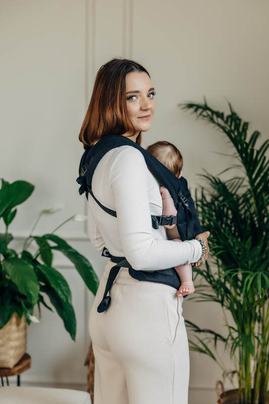 My First Baby Carrier - LennyLight, herringbone weave 100% cotton - LITTLE HERRINGBONE EBONY BLACK (grade B) - Woven Baby Standard   lenny_light    #